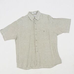 PAUL FREDERICK 100% IRISH LINEN Men's size XL short sleeve shirt light taupe